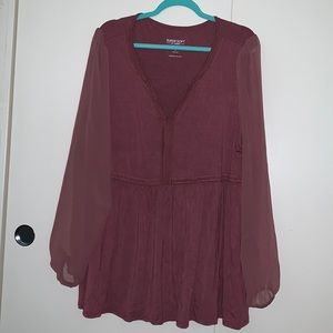 Torrid Babydoll Super Soft Balloon Chiffon Sleeve Top